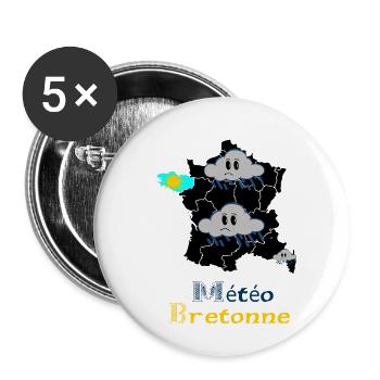 Météo Bretonne - Lot de 5 petits badges (25 mm) - blanc - Devant