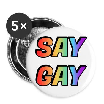 DITES GAY LGBT Pride - Lot de 5 petits badges (25 mm) - blanc - Devant