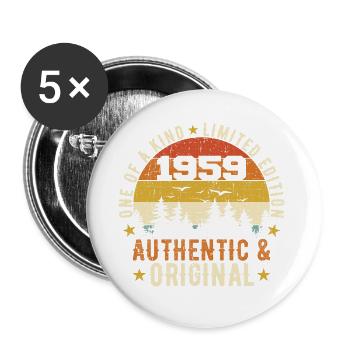 Original 1959 Cadeau D'anniversaire 1959 Authentic - Lot de 5 petits badges (25 mm) - blanc - Devant