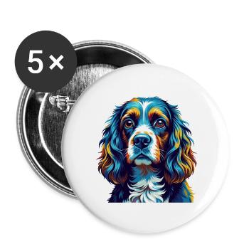 Cocker américain Spaniel Chien Race Dessin animé Kawaii - Lot de 5 petits badges (25 mm) - blanc - Devant