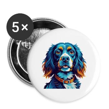 Blue Picardy Spaniel Dog Breed Cartoon Kawaii - Buttons small 1''/25 mm (5-pack) - white - Front