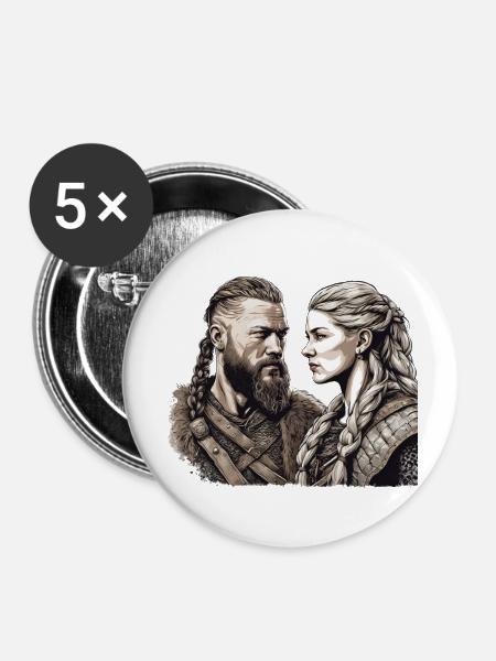Viking - Buttons klein 25 mm (5er Pack) - Weiß