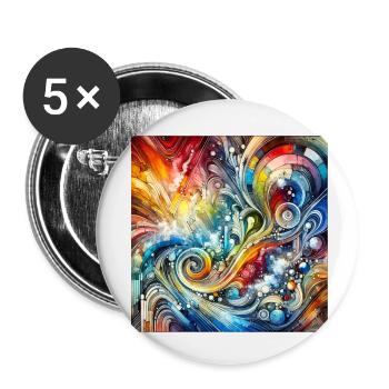 Spectre dynamique - Peinture abstraite - Lot de 5 petits badges (25 mm) - blanc - Devant