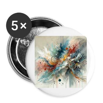 Flux dynamique - Peinture abstraite - Lot de 5 petits badges (25 mm) - blanc - Devant