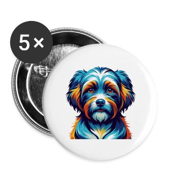 Race de chien havanais, dessin animé coloré, Kawaii - Lot de 5 petits badges (25 mm) - blanc - Devant