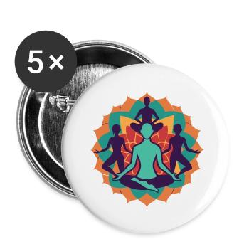 Asanas - Repos pour le corps et l’ - Lot de 5 petits badges (25 mm) - blanc - Devant