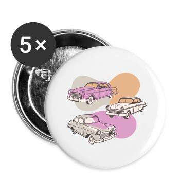 Retro Cars der 50er Jahre - Buttons klein 25 mm (5er Pack) - Weiß - Vorne