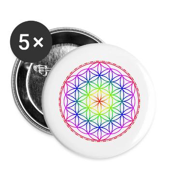 Flower of Life Rainbow - Buttons small 1''/25 mm (5-pack) - white - Front