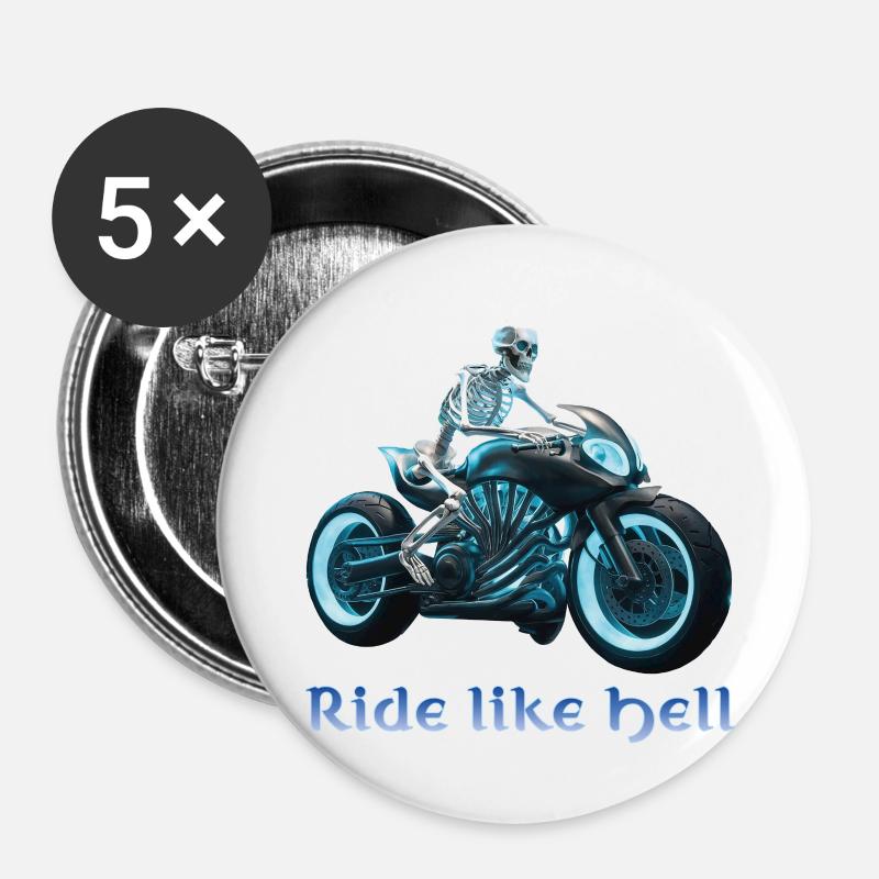 Biker Skeleton 06 2024 A 01 - Buttons small 1''/25 mm (5-pack) - white