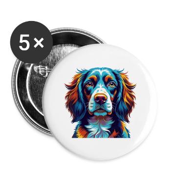 Picardie Spaniel Hunderasse Bunte Karikatur Kawaii - Buttons klein 25 mm (5er Pack) - Weiß - Vorne