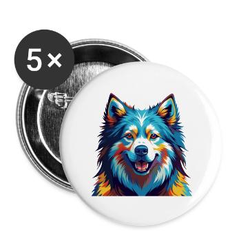Samoyed Dog Breed Colorful Cartoon Kawaii - Buttons small 1''/25 mm (5-pack) - white - Front