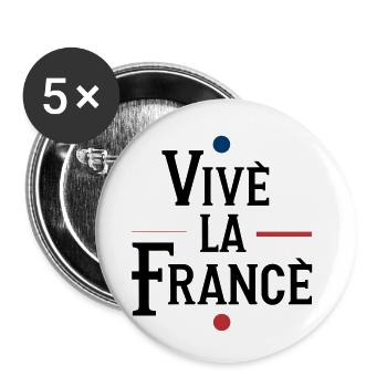 Tshirt long live France, long live France - Buttons small 1''/25 mm (5-pack) - white - Front