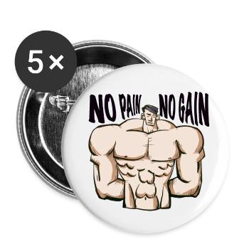 No pain no gain - Lot de 5 petits badges (25 mm) - blanc - Devant