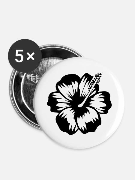 Hibiskus - Buttons klein 25 mm (5er Pack) - Weiß