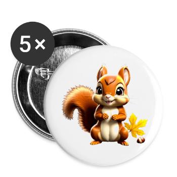Bébé écureuil / Bébé écureuil - Lot de 5 petits badges (25 mm) - blanc - Devant