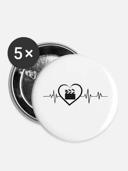 Herzschlag-Theater - Buttons klein 25 mm (5er Pack) - Weiß