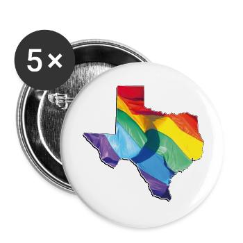 Carte du drapeau LGBTQ dans l’État du Texas - Lot de 5 petits badges (25 mm) - blanc - Devant