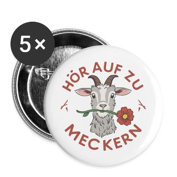 Hör auf zu meckern für eine Frau oder Mädchen - Buttons klein 25 mm (5er Pack) - Weiß - Vorne