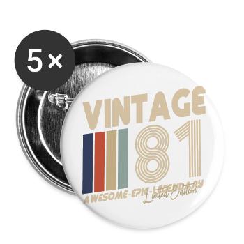 1981 - Buttons klein 25 mm (5er Pack) - Weiß - Vorne