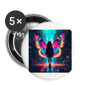 Métamorphose du papillon néon - Lot de 5 petits badges (25 mm) - blanc - Devant