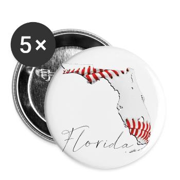 Vrai baseball en Floride Carte de l’État FL - Lot de 5 petits badges (25 mm) - blanc - Devant