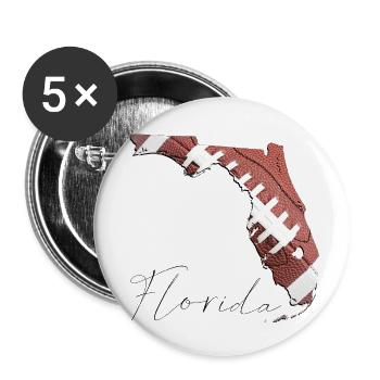 Real Football en Floride Carte de l’État FL - Lot de 5 petits badges (25 mm) - blanc - Devant