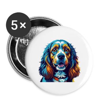 Cocker américain Spaniel Chien Race Dessin animé Kawaii - Lot de 5 petits badges (25 mm) - blanc - Devant