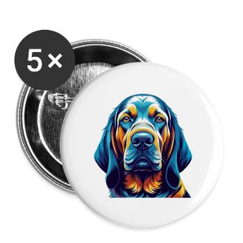 Bloodhound Hunderasse Bunte Karikatur Kawaii - Buttons klein 25 mm (5er Pack) - Weiß - Vorne