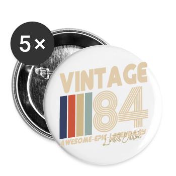 1984 - Buttons klein 25 mm (5er Pack) - Weiß - Vorne