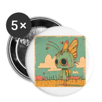 Roboter Mädchen - Buttons klein 25 mm (5er Pack) - Weiß - Vorne