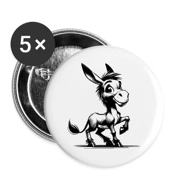 Langohr Esel Bleistift Skizze - Buttons klein 25 mm (5er Pack) - Weiß - Vorne