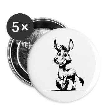 Kinder Skizze Esel Bleistift Zeichnung - Buttons klein 25 mm (5er Pack) - Weiß - Vorne