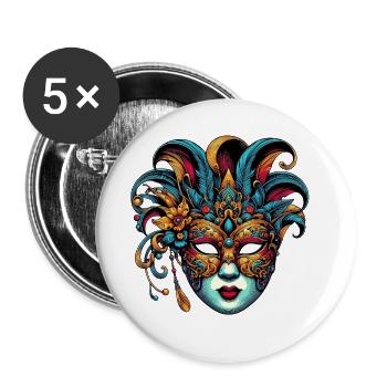 Venice Carnival Mask - Buttons small 1''/25 mm (5-pack) - white - Front