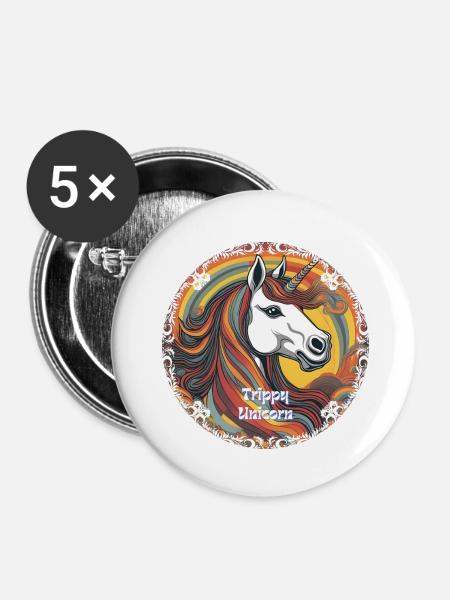 Trippy Unicorn - Buttons klein 25 mm (5er Pack) - Weiß
