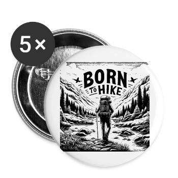 Born to hike - Buttons small 1''/25 mm (5-pack) - white - Front