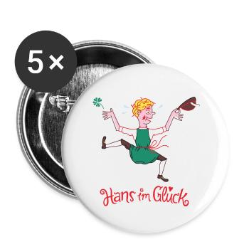 Hans a de la chance - Lot de 5 petits badges (25 mm) - blanc - Devant