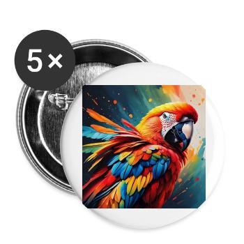 Perroquet coloré 1 - Lot de 5 petits badges (25 mm) - blanc - Devant