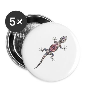 Eidechse Mit Muster - Buttons klein 25 mm (5er Pack) - Weiß - Vorne