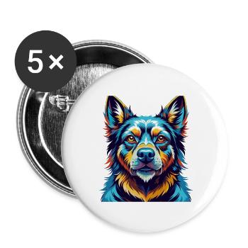 Aryan Molossus Chien Race Coloré Dessin Animé Kawaii - Lot de 5 petits badges (25 mm) - blanc - Devant