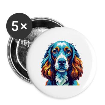 Cocker anglais Spaniel Chien Race Dessin animé Kawaii - Lot de 5 petits badges (25 mm) - blanc - Devant