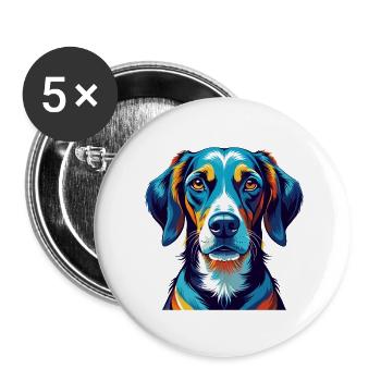 Chien de chasse estonien race dessin animé coloré Kawaii - Lot de 5 petits badges (25 mm) - blanc - Devant