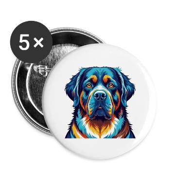 Kumaon Mastiff Chien Race Coloré Dessin animé Kawaii - Lot de 5 petits badges (25 mm) - blanc - Devant