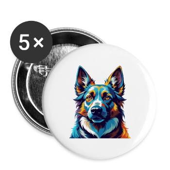 Osteuropäische Schäferhund Rasse Karikatur Kawaii - Buttons klein 25 mm (5er Pack) - Weiß - Vorne