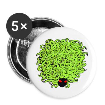 Behaarte Medusa 2 - Buttons klein 25 mm (5er Pack) - Weiß - Vorne