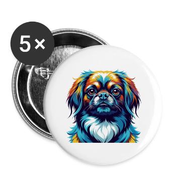 Pekinesische Hunderasse Bunte Karikatur Kawaii - Buttons klein 25 mm (5er Pack) - Weiß - Vorne