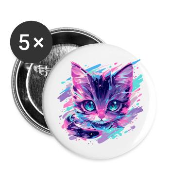 cosmic cat - Buttons small 1''/25 mm (5-pack) - white - Front