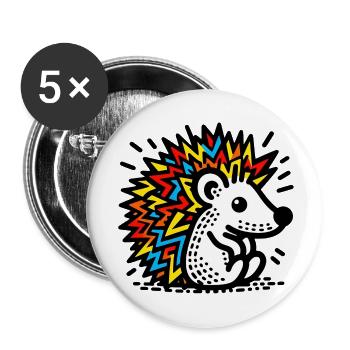 Igel - Buttons klein 25 mm (5er Pack) - Weiß - Vorne