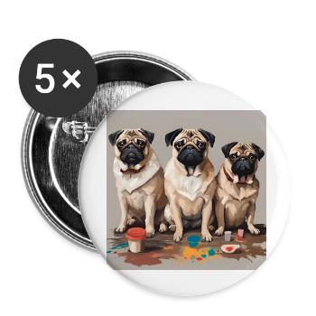 Mops Kunst Pug Art - Buttons small 1''/25 mm (5-pack) - white - Front