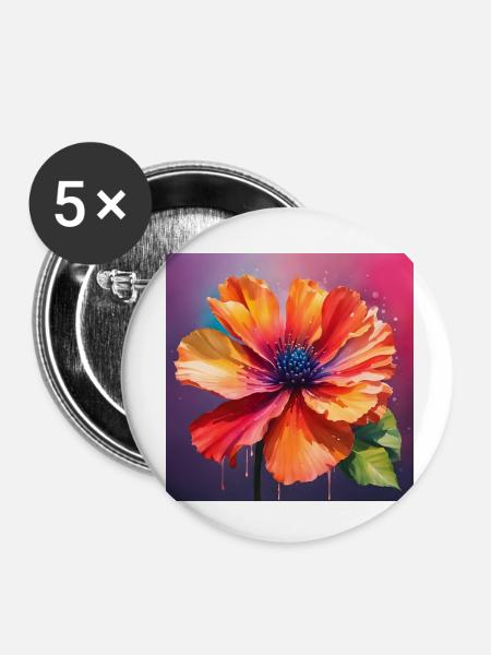 Blume - Buttons klein 25 mm (5er Pack) - Weiß
