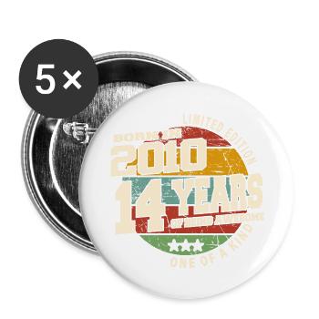 2010 Vintage Retro Classic 14 Jahre - Buttons klein 25 mm (5er Pack) - Weiß - Vorne